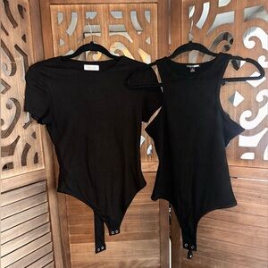 Stylish Black Bodysuit Top- Qty 2- Size L